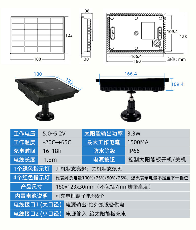 太陽能發電板移動戶外電源晶硅太陽能